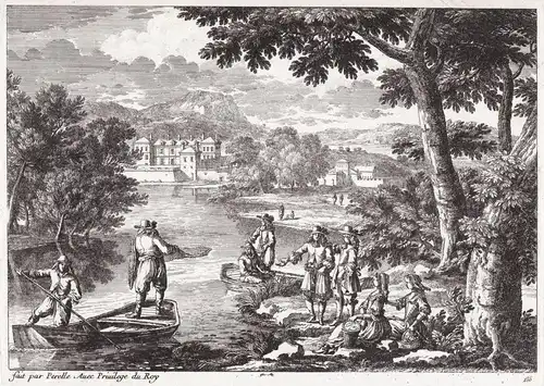 Scene with fishermen and two women by the river (135)