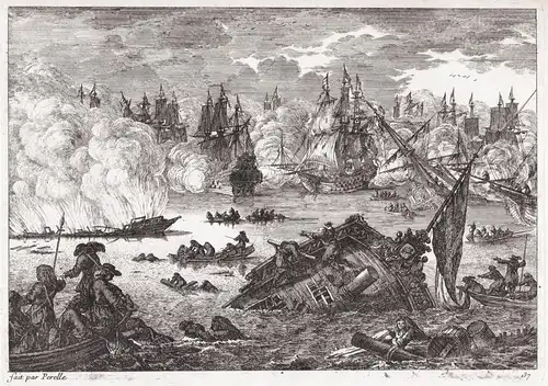 Scene with battle at sea (137) / siege Schlacht