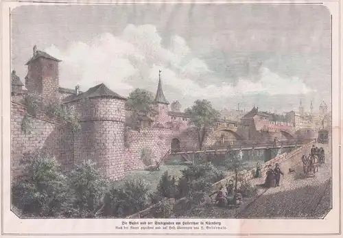 Die Bastei und der Stadtgraben am Hallertor in Nürnberg - Nürnberg Stadtmauer Burggraben
