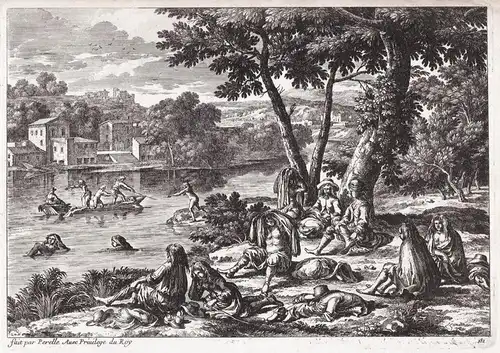 Landscape with people bathing in a river (131) / Bad Baden Bathing scene