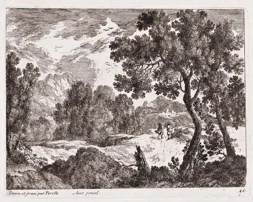 Landscape with a lot of vegetation and two travelers on a country road (46)