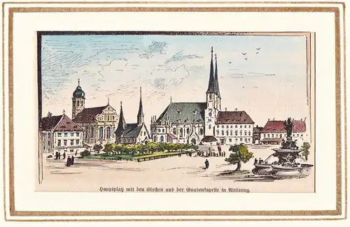 Hauptplatz mit den Kirchen und der Gnadenkapelle in Altötting - Altötting / Oberbayern Bayern