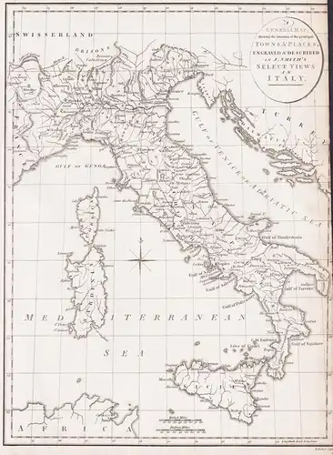 A General Map shewing the situation of the principal Towns & Places - Italia Italy Italien / Corse Corsica Kor