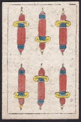 (6 Schwerter) - six of swords / espadas / playing card carte a jouer Spielkarte cards cartes / Alouette