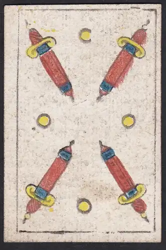 (4 Schwerter) - four of swords / espadas / playing card carte a jouer Spielkarte cards cartes / Alouette