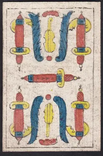 (5 Schwerter) - five of swords / espadas / playing card carte a jouer Spielkarte cards cartes / Alouette