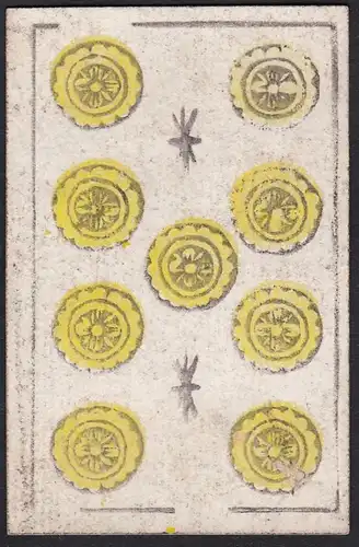 (9 Münzen) - Gold 9 / nine of coins / Oros / playing card carte a jouer Spielkarte cards cartes / Alouette