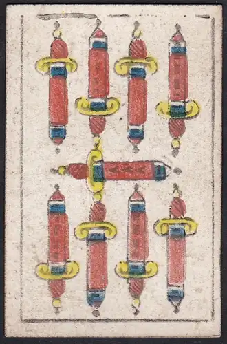 (9 Schwerter) - nine of swords / espadas / playing card carte a jouer Spielkarte cards cartes / Alouette