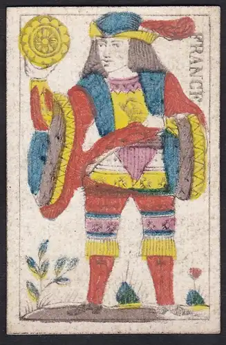 (Münzen Bube) - Gold Bube / jack of coins / Oros / playing card carte a jouer Spielkarte cards cartes / Alouet