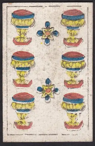 (6 Becher) - six of cubs / copas / playing card carte a jouer Spielkarte cards cartes / Alouette