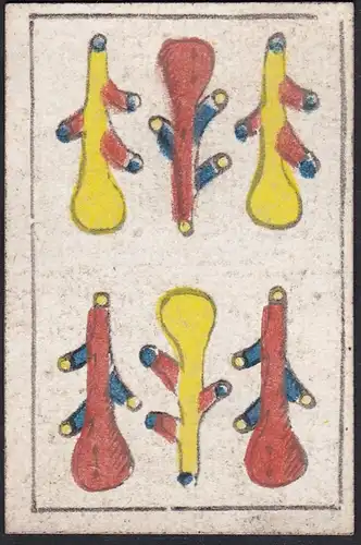 (6 Stöcke) - six of clubs / Bastos / playing card carte a jouer Spielkarte cards cartes / Alouette