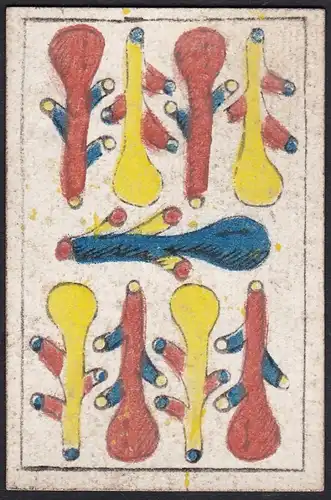 (9 Stöcke) - nine of clubs / Bastos / playing card carte a jouer Spielkarte cards cartes / Alouette
