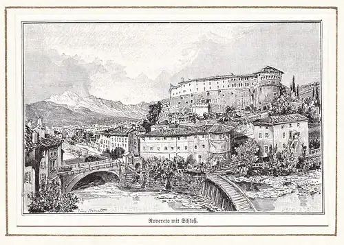 Rovereto mit Schloß - Castello di Rovereto Trentino / Italia / Italy / Italien