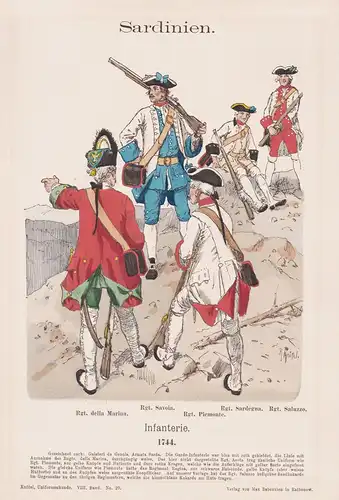 Sardinien / Infanterie 1744 - Sardinien Sardegna Sardinia / Uniform uniforms / military Militaria