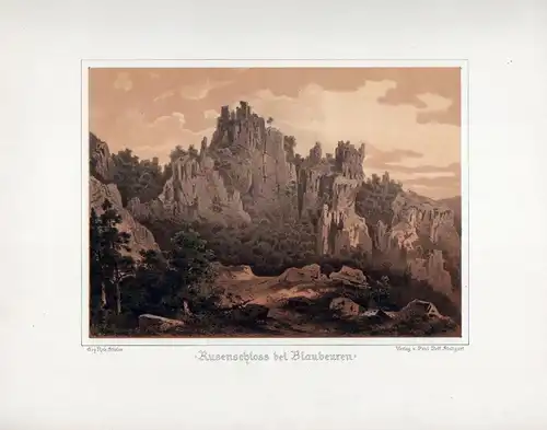 Rusenschloss bei Blaubeuren. - Ruine Hohengerhausen Rusenschloß Blaubeuren Württemberg Ansicht