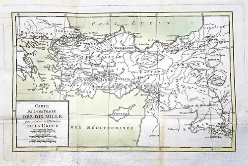 Carte de la Retraite des dix mille, pour sevir a l'histoire de la Grece - Asia Minor / Turkey Türkei Cyprus