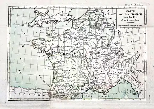 Carte de la France sours les Rois de la Premiere Race - France Frankreich