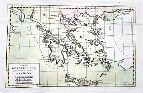 Carte de l'Archipel, pour servir a l'Histoire de la Grece - Greece Griechenland Archipelago Candia Kreta