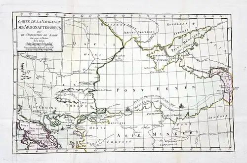 Carte de la Navigation des Argonautes Grecs, ou de l'Expedition de Jason - Black Sea Crimea Krim / Ukraine Rus