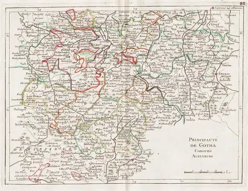 Principaute de Gotha Cobourg Altenburg - Gotha Coburg Altenburg Saalfeld Weimar Lichtenfels map Karte