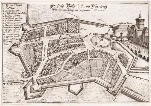 Vorstad Gostenhof an Nürnberg - Nürnberg Nuremberg / Gostenhof Stadtplan Gesamtansicht
