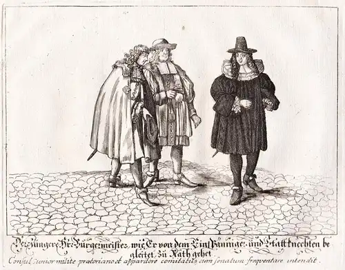 Der jüngere Bürgermeister wie Er von dem Einspänniger und Stattknechten begleitet im Rath gehet - Nürnberg Nur