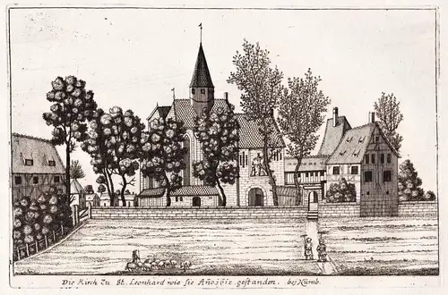 Die Kirch zu St. Leonhart wie sie Ano 1612 gestanden - Nürnberg Nuremberg / St. Leonhard Kirche St. Leonhardsk