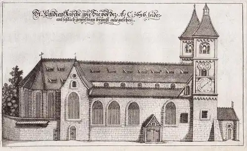 St. Egidienkirche, wie sie vor der A. C. 1696 leider entsetzlich gewesenen Brunst ausgesehen - Nürnberg Nuremb