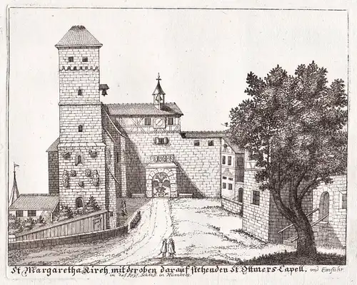 St. Margaretha Kirch mit der oben darauf Stehenden St. Ottmers Capell - Nürnberg Nuremberg / Kaiserburg Burg K