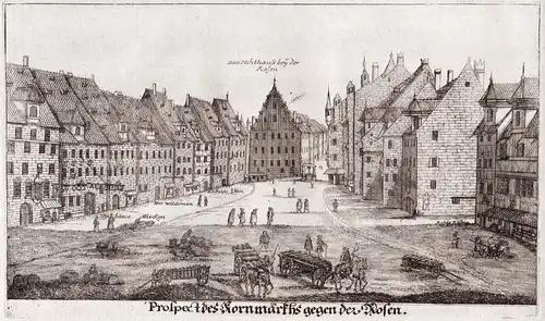 Prospect des Kornmarkhs gegen den Rosen - Nürnberg Nuremberg / Kornmarkt Altstadt