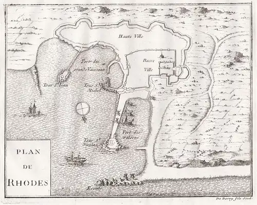 Plan de Rhodes - Rhodos Griechenland Greece / Karte map carte plan