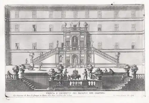 Veduta e Prospetto del Palazzo nel Giardino - Tivoli / Villa d' Este / Brunnen fontana fountain