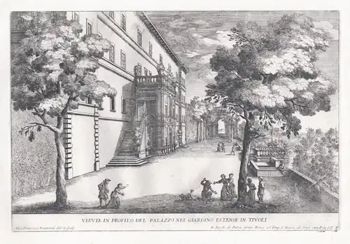 Veduta in Profilo del Palazzo nel Giardino Estense in Tivoli - Tivoli / Villa d' Este / Brunnen fontana founta