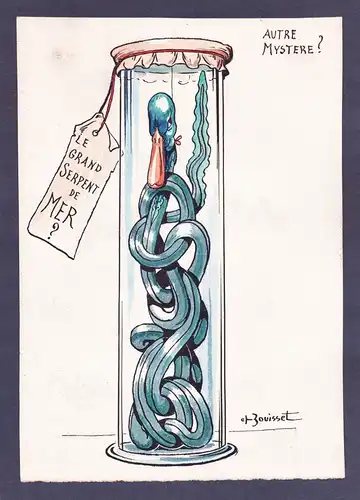Autre Mystere / Le Grand Serpent de Mer? - Caricature Karikatur / Naturalienkabinett / Cabinet of natural curi