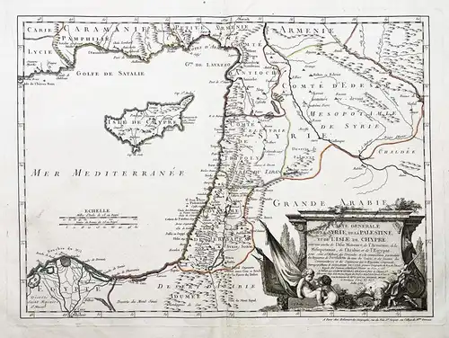 Carte generale de la Syrie, de la Palestine, et de l'Isle de Chyphre - Syria Syrien Israel Palestine Holy Land