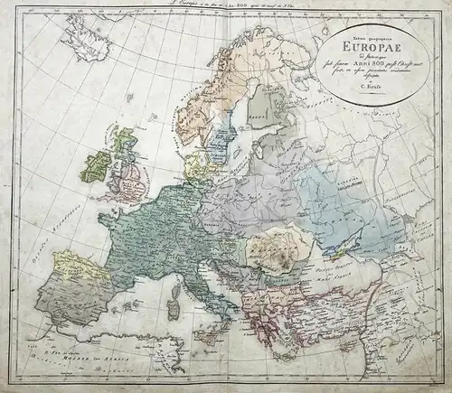 Tabula geographica Europae ad statum, quo sub finem Anni 800 post Chr. nat. - Europa Europe / continent Kontin