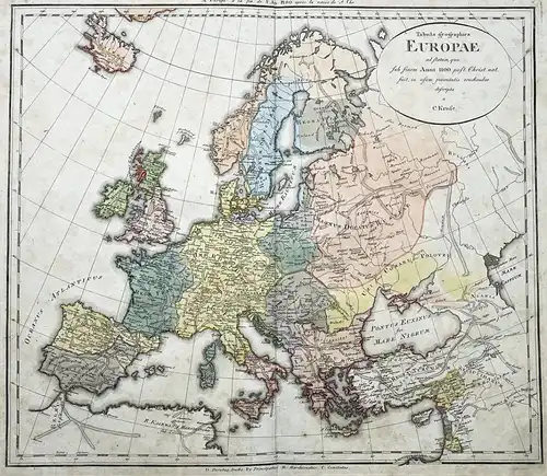 Tabula geographica Europae ad statum, quo sub finem Anni 1100 post Chr. nat. - Europa Europe / continent Konti