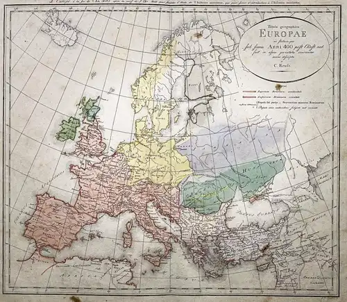Tabula geographica Europae ad statum, quo sub finem Anni 400 post Chr. nat. - Europa Europe / continent Kontin
