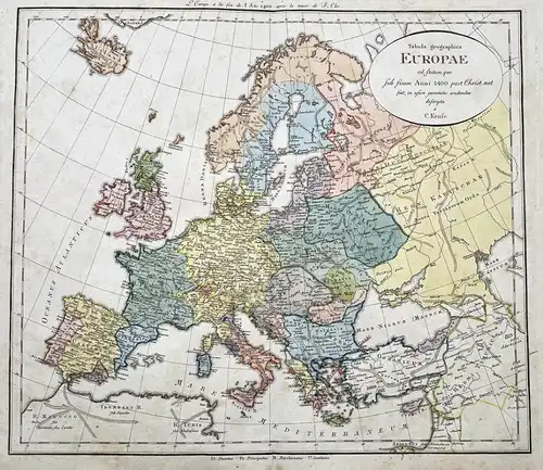 Tabula geographica Europae ad statum, quo sub finem Anni 1400 post Chr. nat. - Europa Europe / continent Konti