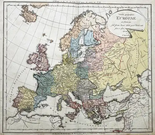 Tabula geographica Europae ad statum, quo sub finem Anni 1300 post Chr. nat. - Europa Europe / continent Konti