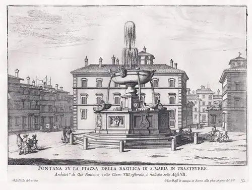 Fontana su la Piazza della Basilica di S. Maria in Trastevere - Santa Maria in Trastevere / Rom Roma Rome / Br