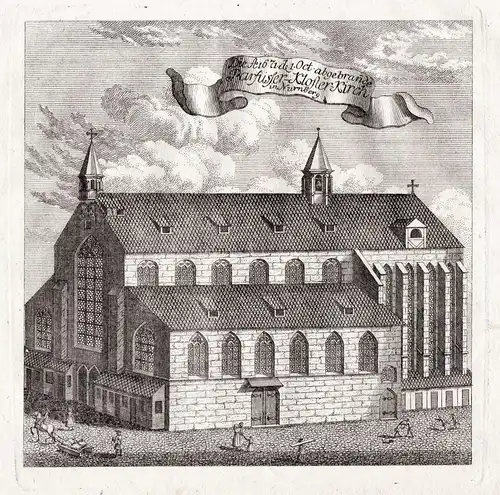 Die A 1671 de 1. Oct. abgebrande Parfüsser-Kloster-Kirch in Nürnberg - Nürnberg Franziskanerkloster Kloster Fr