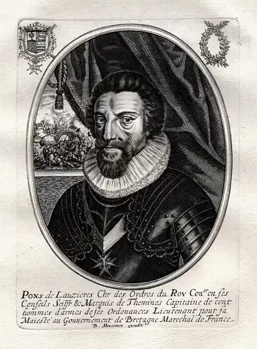 Pons de Lauzieres Chr. des Ordres du Roy... - Pons de Lauzieres-Themines (1553-1627) marechal Bretagne Ceyras