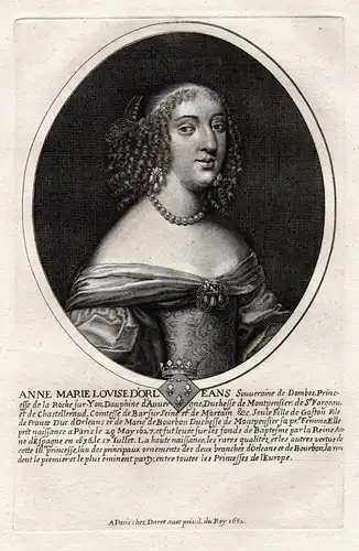 Anne Marie Louise d'Orleans... - Anne Marie Louise d'Orleans (1627-1693) Duchess of Montpensier Portrait