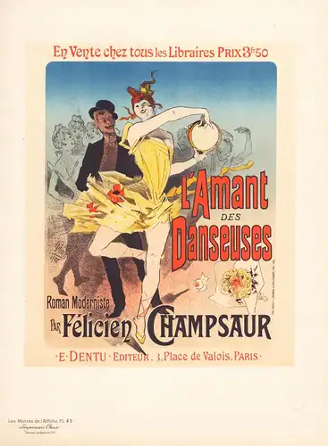 Affiche pour le roman l'Amant des Danseuses, par M. Felicien Champsaur (Plate 45) - poster Plakat Art Nouveau