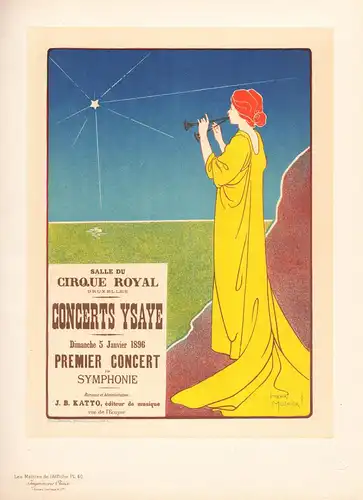 Affiche belge pour les Concerts Ysaye, donnés a Bruxelles (Plate 40) - poster Plakat Art Nouveau Jugendstil