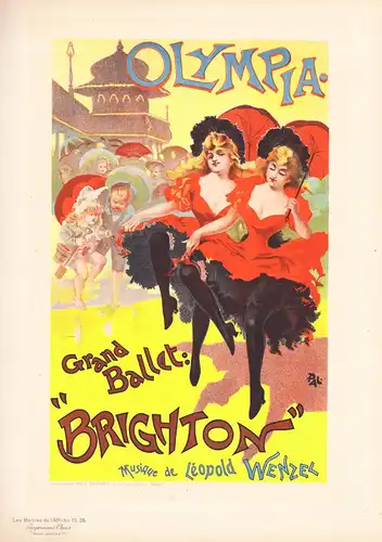 Affiche pour le Theatre Olympia, Grand ballet Brighton (Plate 35) - Ballet / poster Plakat Art Nouveau Jugends