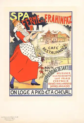 Affiche belge pour la Ferme de Frahinfaz (Plate 28) - Café Restaurant / poster Plakat Art Nouveau Jugendstil