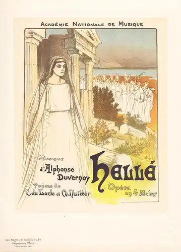 Affiche pour l'opera Hellé, represente au Theatre national de l'Opera (Plate 34) - poster Plakat Art Nouveau J