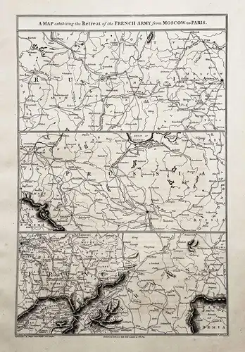 A map exhibiting the Retreat of the French Army from Moscow to Paris - Moscow Moskau Paris / Napoleon Armee ar